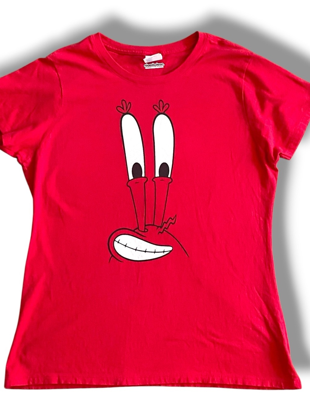 Nickelodeon Red Short Sleeve Tee with Cartoon Face